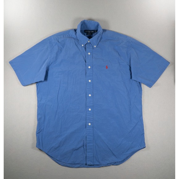 Ralph Lauren Other - Ralph Lauren Blake Mens L Blue Short Sleeve Button Down Cotton Shirt Pony Logo